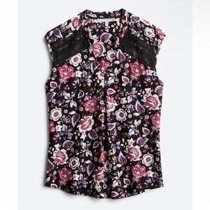 Daniel Rainn Caleena Pleated Shoulder Crochet Detail Top - XS